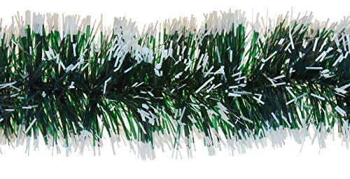 Traditional 2m 6ply Thick Garland Snow Tipped Tinsel Christmas Tree Home Office Festive Season Xmas Decoration (Green Dark)