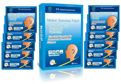 KONGDY 20 Counts Seasick Patches for Adults Behind Ear, Motion Sickness Patches for Cruise, Anti Nausea Relief for Carsick with Non Drowsy