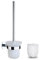 GERUIKE Brosse Toilettes WC Suspendu avec Porte Brosse WC Mural sans Perçage Acier Inoxydable Argent Chrome Contient 2 Têtes de Brosse Blanc et Supports Balai WC en Verre pour Salle de Bain et WC