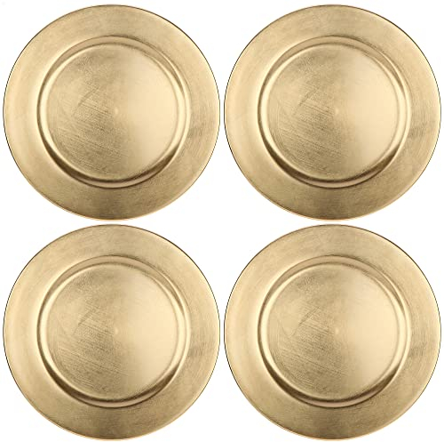 com-four® 4x Sottopiatti color oro - piattino come decorazione da tavola - piatti decorativi per matrimoni, feste di famiglia o Natale - Ø 33 cm