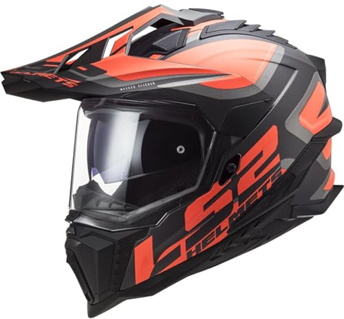 LS2, Crosshelm Motorrad Explorer Alter Matte Schwarz Neon Orange, S