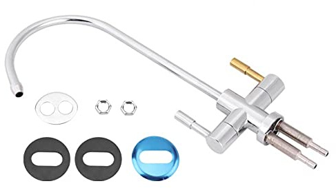 Two hole faucet Kuuleyn Free Reverse Osmosis Faucet for RO Drinking Water Systems, Brushed Nickel, 1/4'' Double Holes Sink Faucet Tap Chrome Reverse Osmosis RO Drinking Water Filter