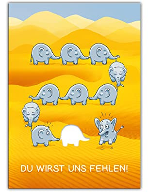 Abschiedskarte für Kollegen mit Umschlag in XXL-Format A4 lustige Klappkarte für Jobwechsel Kündigung Elefante