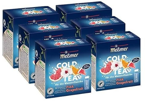 Me?mer Cold Tea Pink Grapefruit 6er Pack | Sommertee | Kaltaufguss | 6 x 14 Pyramidenbeutel
