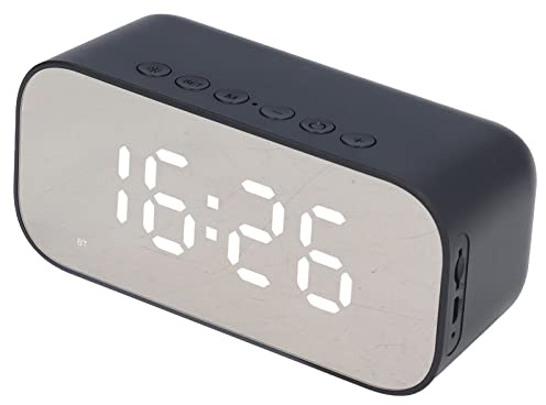 Petit Radio-réveil Numérique, Radio-réveil pour Chambre à Coucher, Contrôle du Variateur, Double Alarme, Radio-réveil FM avec Haut-Parleur Bluetooth, pour Salon, Bureau à Domicile(Le Noir)