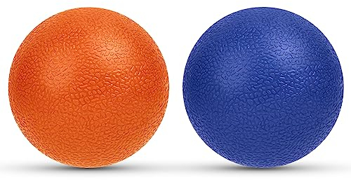 URAQT 2 Pièces Balles de Massage, Balle Lisse Lacrosse, Massage de Trigger Point, Boule Myofasicale, Lacrosse massage ball pour la relaxation musculaire ultime, l'automassage, Bleu + Orange