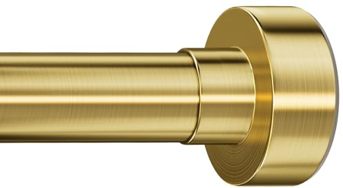 YNL Shower Curtain Rod 34-82 Inches, Non-Slip, Never Rust, No Drill Tension Curtain Rod for Bathroom & Window Stainless Steel Shower Rod, Brushed Gold