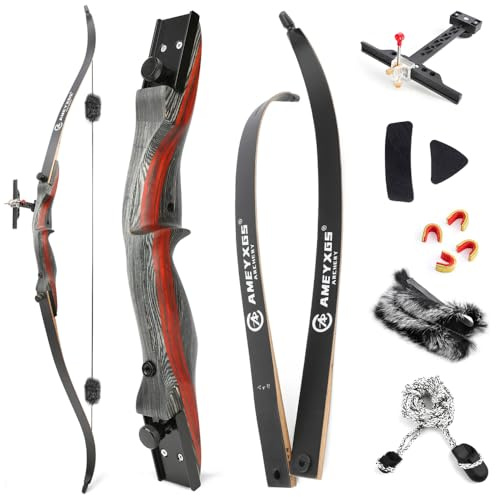 SHARROW 62 Zoll Bogenschießen Takedown Recurve Bogen und Pfeile Set Amerikanischer Jagdbogen Traditioneller Erwachsener Holz Bogen 20-50lbs Rechtshänder (Satz 1, 20lbs)