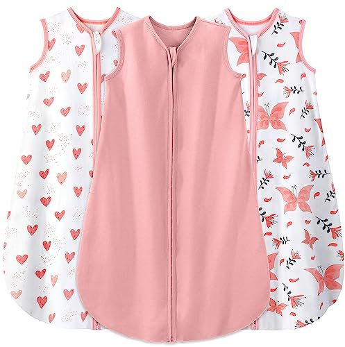 Yoofoss Schlafsack Baby Sommer 0.5 Tog - 3er Pack 78cm/6-12 Monate 100% Baumwolle Sommerschlafsack Babyschlafsack 78 cm für Jungen Mädchen Neugeborene 6-12 Monate