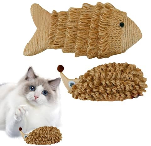 Interaktives Katzenspielzeug, Notizblock für Katzen | Handgemachtes Kauspielzeug und Kratzpads für Katzen – Katzenspielzeug, Fisch und Igel Design, Katzenspielzeug, Stressabbau, in