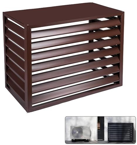 MZQMK Cache Bloc Clim, Cache Clim Exterieur, Housse Protection Climatiseur Exterieur en Alliages D'aluminium, Protection De Unité Extérieur pour Pompe À Chaleur(Color:Coffee 4 Side,Size:1.5p)
