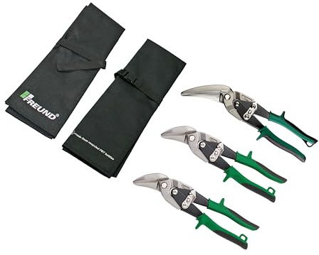 FREUND Blechscheren Set 3-teilig, 01232300 Tafelblechschere gerade, 01253260 Idealscheren links 01252260 Idealschere rechts