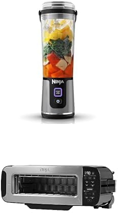 Ninja Blast Blender portable, 530 ml, mini blender sans fil puissant, rechargeable, BC151EUBK + Grille-Pain Ninja Foodi 3-en-1, 7 Fonctions de Cuisson, inclut un Presse-panini, ST202EU
