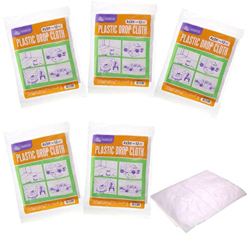 DBOO Juego de 6 láminas de plástico para pintor, impermeables, a prueba de polvo, para muebles, 3 x 4 m, lona de pintura, película protectora para pared