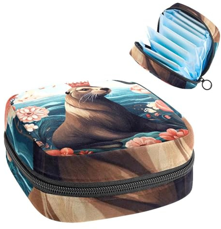 Aufbewahrungstasche für Sanitär, Stilleinlagenhalter, Reißverschluss, Menstruationstaschen, Seelöwe-763, weiblicher Menstruationspad, Tampon-Organizer