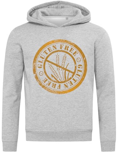 Sweat à capuche sans gluten en coton mélangé gris, gris, 3XL