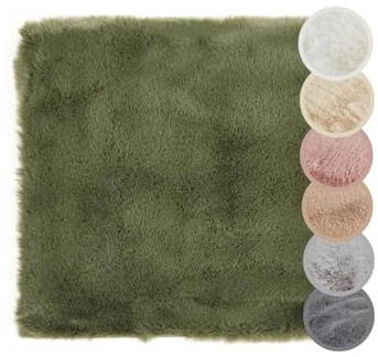 -Luxor- Living Lot de 4 Coussins d'assise Coste - en Fourrure synthétique - pour décoration de Salon ou de Chaise - 40 x 40 cm - Carré - Vert foncé