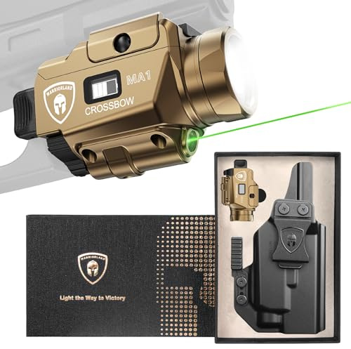 WARRIORLAND FDE MA1 800 Lumens Rail Mounted Universal Pistol Light, Combo Custom Holster for Glock 17/19 Gen 3-6 & Glock 34 Gen 4-5 & 18/19X/ 44/45 & MOS, Rechargeable | Screen Power Status