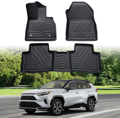 ECOZEN Fußmatten für Toyota RAV4 Benziner(ICEV)/XA50/Hybrid HEV 2019-2025, passgenau Kratzfest Original 3D-Scan Gummimatten Set für Toyota RAV4 aus sicher geruchlos TPE, Allwetter Fussmatte hohem Rand