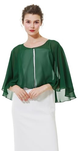 BEAUTELICATE Estola de gasa para mujer, bufanda festiva de gasa, con ribete de satén, sin mangas, bolero, cárdigan de punto para boda, vestido de noche, vestido de novia, vestido de verano, Talla