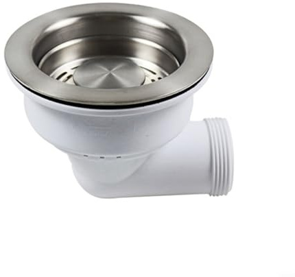 HOHOVYVY Ablaufgarnitur Spüle,Siphon Küchenspüle,Edelstahl 114MM PP Flansch Passt Waschbecken Mini Korb Sieb Abfall Kit Küche(114mm)