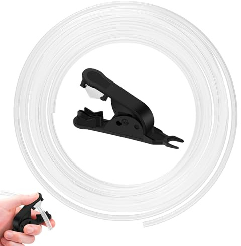 PTFE Schlauch 10 Meter, 2.5mm ID × 4mm OD Reibungsarmer PTFE Tube Teflonschlauch mit Cutter für 1,75 mm 3D Drucker Filament, für Bambu Lab A1/A1 mini/P1P/P1S/X1C, für K1/K1 Max/Ender 3 V3