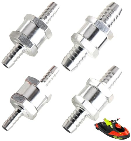4 Pcs Clapet Anti-Retour en Aluminium, Clapet Anti Retour Gasoil pour Carburateur Systèmes, pour Huile Chromée et Eau Essence DieBsel Bateau Voiture Moto (6,8,10,12 mm)