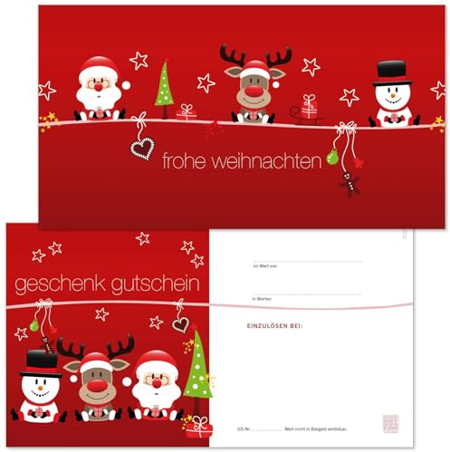 GESCHENKGUTSCHEINcom - 10 Blanko Geschenkgutscheine - Formular mit Vordruck für Weihnachten Weihnachtsmotiv X1232-10-V2
