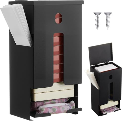 Otoolling Sanitary Napkin & Tampon Dispenser - Wall Mounted All-in-one with Waste Bag Compartment for Bathroom Provides Clean Odor-Free Restroom for Home Office Public Restrooms, Metal, Free Vending