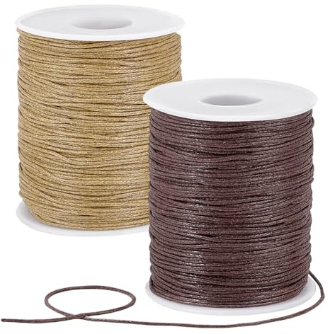PH PandaHall 183m Cordon Coton Ciré 1mm Cordon Ciré pour Bracelet, Fil Coton Ciré Fil pour Bracelet Perle Fils de Cirés Ficelle pour Bracelets Colliers Macramé Couture, Brown/Burlywood