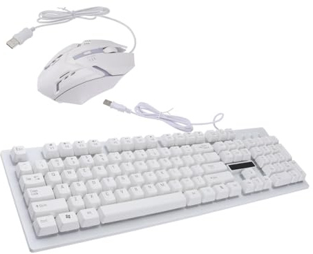 VANZACK Ensemble Clavier et Souris Gamer Filaire USB Mécanique Lumineux 104 Touches en Plastique Ergonome pour Jeux PC à Domicile ou Café