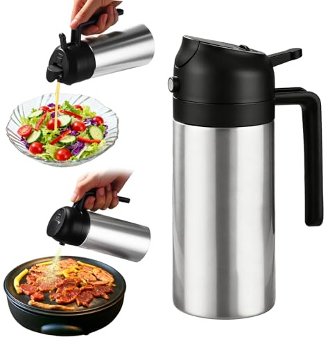Criamolo Oil Spray Bottle Stainless Steel Kitchen 2 in 1 Oil Dispenser and Sprayer for Cooking, BBQ, Air Fryer, Salad, Baking