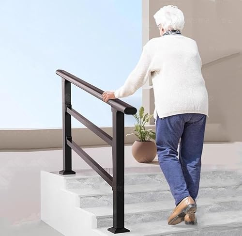Treppengeländer Außen, Schwarz Verzinktes Stahlgeländer for Handlauf, Geeignet for Veranden, Beton, Holz und Ziegelkonstruktionen(120cm/47in)