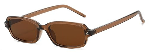 LJCZKA Retro Rechteckige Sonnenbrille für Damen Herren Klein Schmal Sonnenbrille Mode Eckig Brille 90er Jahre mit UV400 Schutz