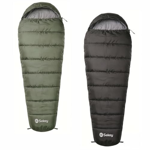Sekey Schlafsack Erwachsene, 0,9 kg/ 1,6 kg Mumienschlafsack mit Anti-Klemm-Reißverschluss, Wasserabweisend & Reißfest, Atmungsaktiv Hautfreundlich, für Outdoor Camping & Reise, 220x80x50 cm