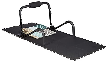 Relaxdays 48 Bodenschutzmatten 30x30cm, 4,3m², erweiterbar, stoßdämpfende Schutz Unterlagen für Fitnessgeräte, Stärke 1cm, schwarz