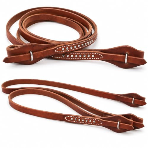Challenger Horse Western Amish Made Leder Schnellwechsel Barrel Contest Zügel Messing 66RT14
