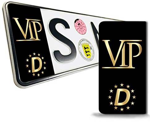 SkinoEu 2 x Vinyl Aufkleber Nummernschild Kennzeichen JDM Stickers Tuning Auto Motorrad VIP EU QV 16