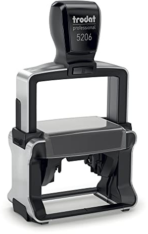 Trodat Professional 5206 Personalised Custom Office and Business Stamp - Allows Up to 8 Lines of Text - Impression Size 53 x 30 mm - Brushed Aluminium Finish