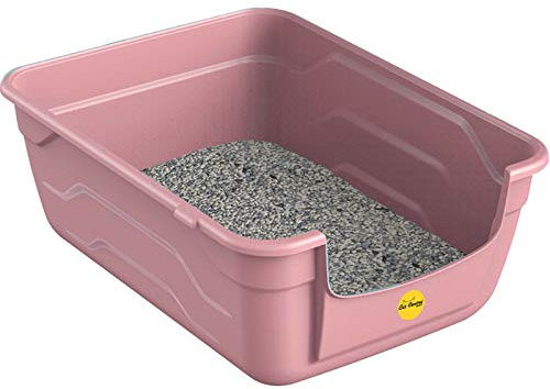 Cat Centre Katzenklo Offen Mit Hohem Rand Katzentoilette Ohne Deckel Rosa L 50 x 38,5 cm | Tiefe Katzentoilette, 11,5 cm tiefer Einstieg, einfache Reinigung, Luxus-Pfanne für erwachsene und ältere Katzen, Kätzchen