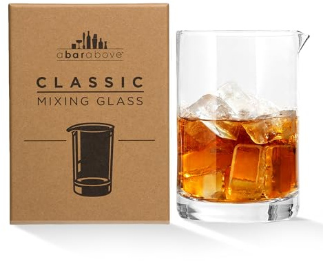 A Bar Above Cocktail Mixing Glass, Classic Style Enhanced Annealed Lead-Free Crystal Stirring Pitcher, Thick Weighted Base for Stable Stirring, 18 Oz Drink Mixer for Craft Cocktails at Home or Bars