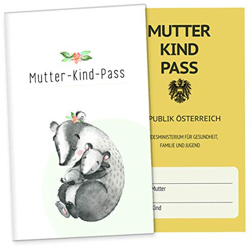 OLGS Mutter-Kind-Passhülle 3-teilig Österreich Hab dich lieb | Baby Schwanger Geschenkidee Mukipasshülle | Schutzhülle Muki-Pass Schwangerschaft (MuKi-Pass Österreich ohne Personalisierung, Dachs)