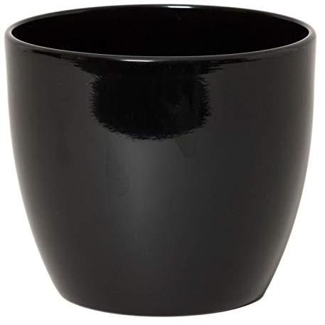 INNA-Glas Tiesto para Plantas, cerámica, Negro, 15cm, Ø17,5cm