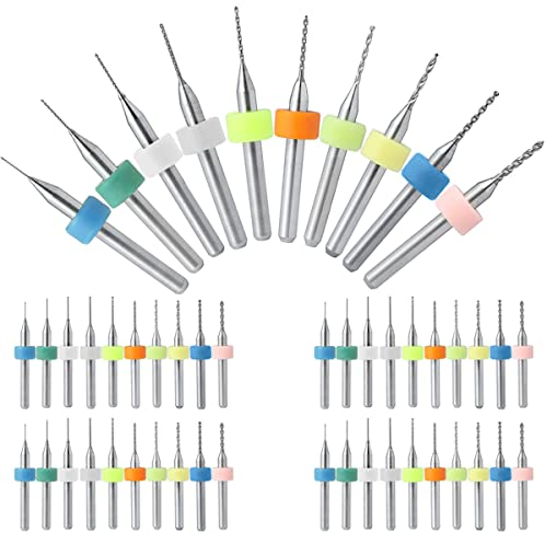 Xiatiaosann PCB Drill Bits Set Micro Drill Bits Set, Spiral Flute Carbide 0.3mm-1.2mm Drill Bit for Dremel Print Circuit Board Jewelry Beeswax Rough Stone CNC Engraving, 40PCS(4 of Each size)