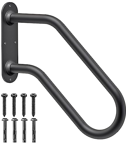 SELEWARE Corrimano antiscivolo resistenti per esterni, 1-2 gradini, montaggio a parete, per ringhiera per scale, maniglia di sicurezza a forma di U, per garage, portico, giardino (diametro tubo da 3,3