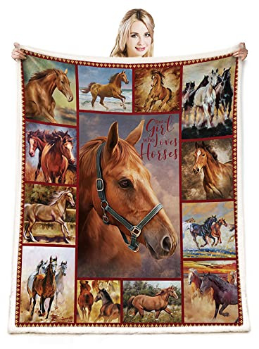 Horse Lover Blanket Gifts for Girls Birthday,Decor Soft Flannel Throw Blanket 50 x 60
