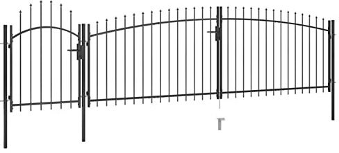 Gartentor, 5x1,75 m, pulverbeschichteter Stahl, schwarz, mit Verriegelungssystem und 3 Pfosten, für Garten, Terrasse oder Innenhof