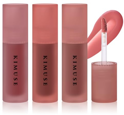 KIMUSE Water Gel Lip Tint Trio, Hydrating Lip Stain Set, Long Lasting | Highly Pigmented Water Lip Tint, Lightweight Moisturising Formula, Transfer Proof Non Sticky Lip Tint Stain for Daily Makeup