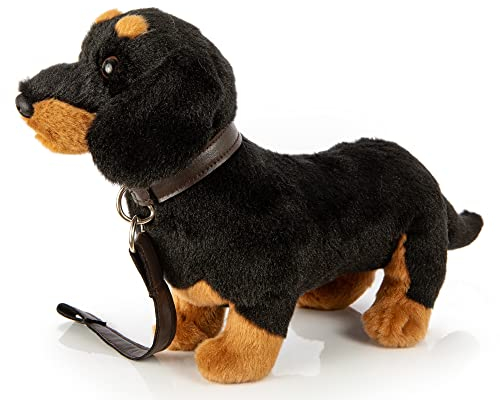 Uni-Toys - Dackel, stehend (mit Leine) - 28 cm (Länge) - Plüsch-Hund, Haustier - Plüschtier, Kuscheltier