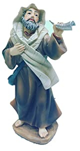 Christmas Decoration Personaggio Presepe Pastore con Corno Statuetta in Resina 15 cm